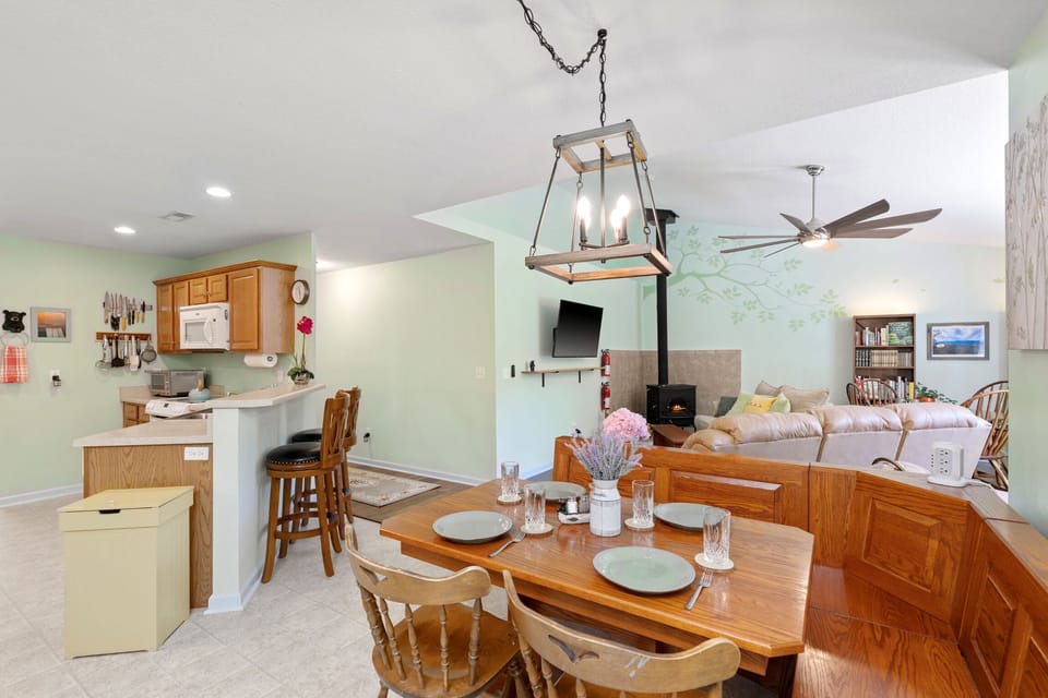 Hangout with the chef on two cute counter chairs.