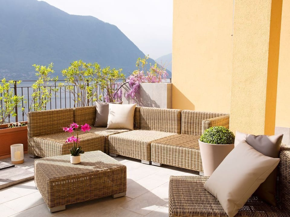 Relax on your private lake view terrace.