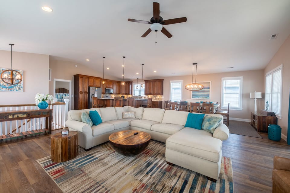 Open concept floor plan with plenty of room for dining and lounging...