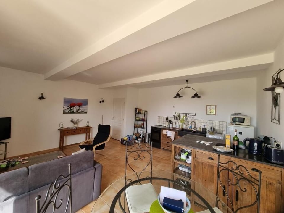 Bedroom 4 (Gite) has its own open plan kitchen/living/dining room.