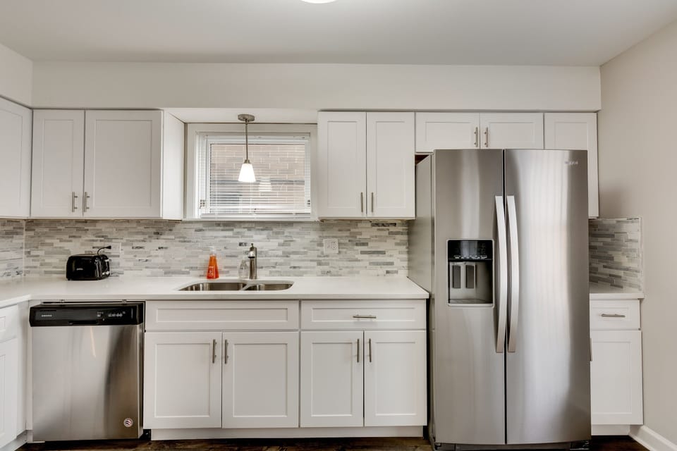 The kitchen is newly rehabbed, and it's wonderfully bright