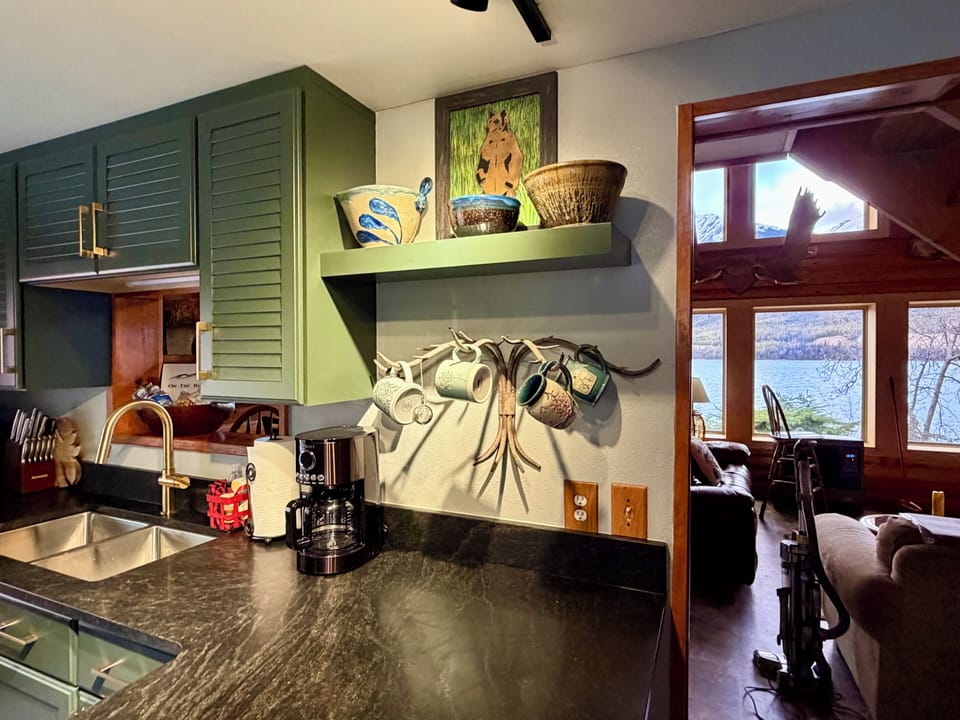 Kitchen and entry to living room area