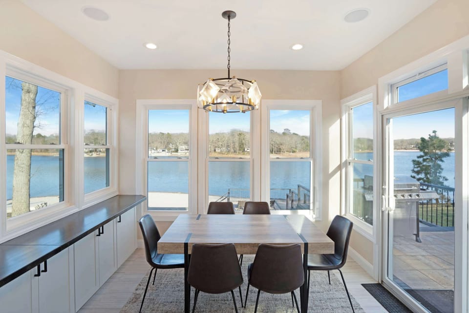 Dining area with uninterrupted lake views.