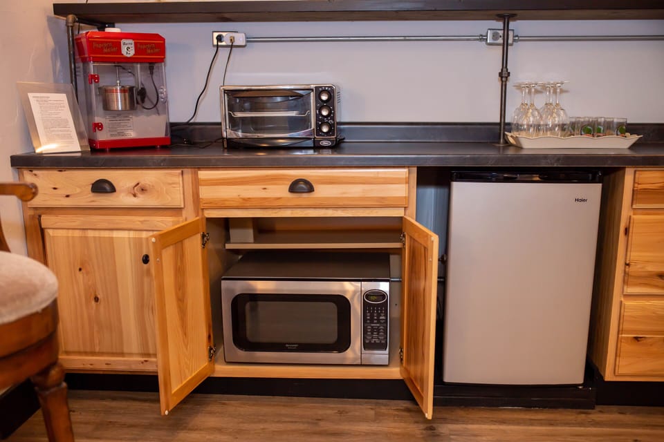 Microwave, Popcorn Maker, Refrigerator, toaster oven 