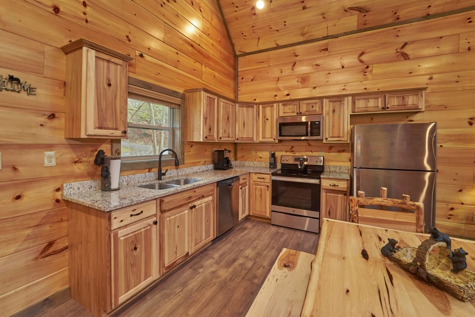 Modern rustic kitchen, complete with everything you need to stay in and cook
