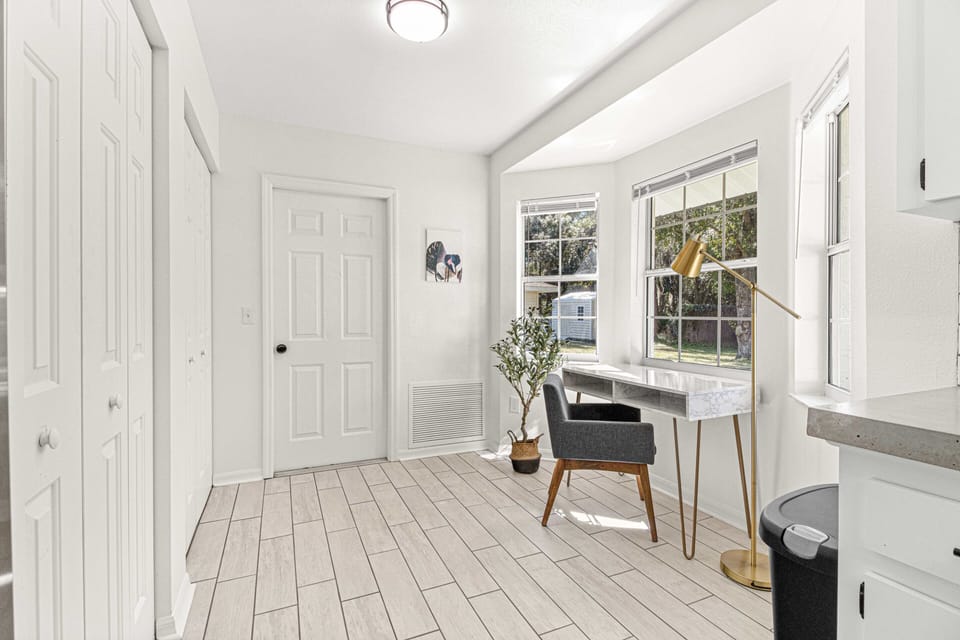 Work Space with pantries behind it for convenient grocery storage