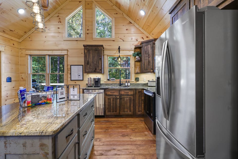 Bright, open kitchen with space to cook and move comfortably.

