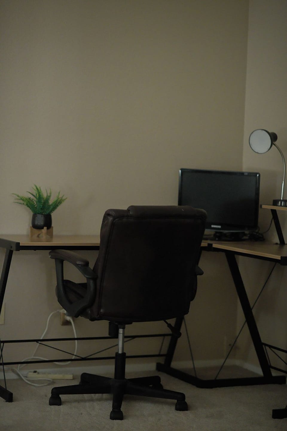 Corner desk in master bedroom