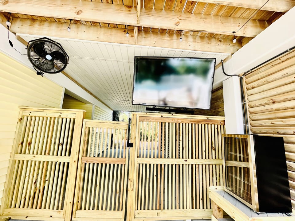 Big Screen TV @ outside tiki bar-pool side