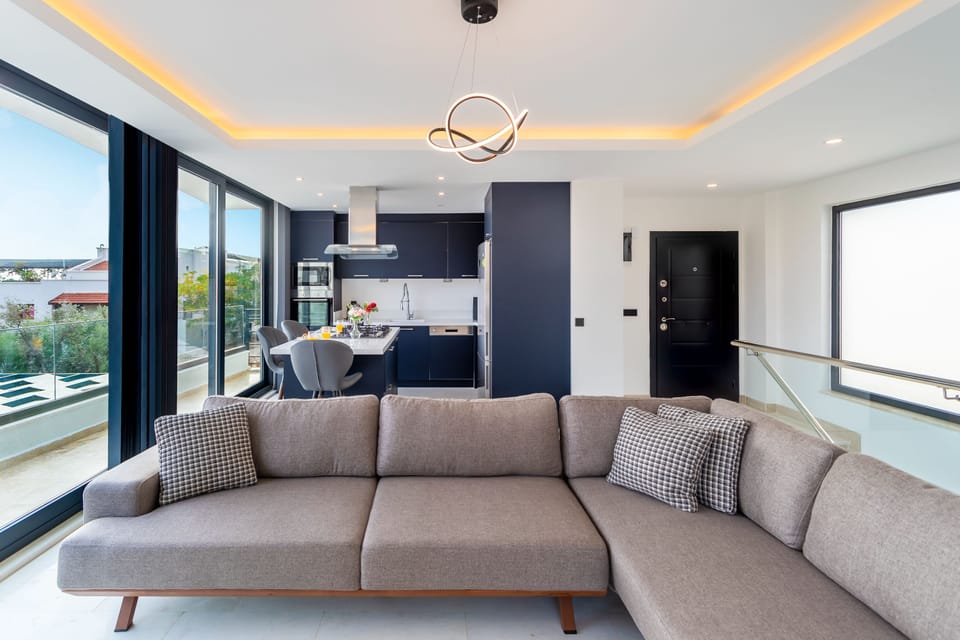 Modern lounge and kitchen areas