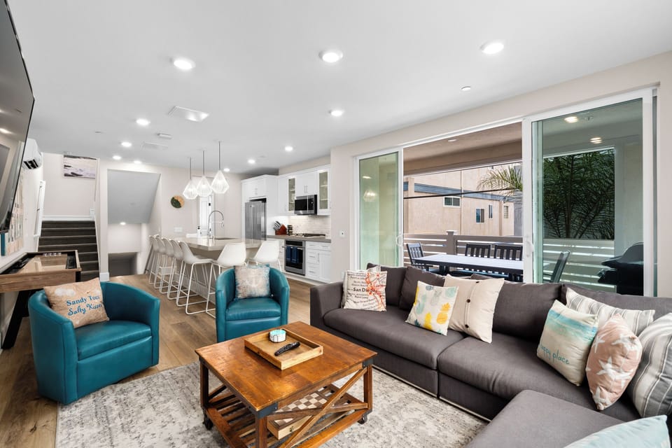 Living room and spacious deck
