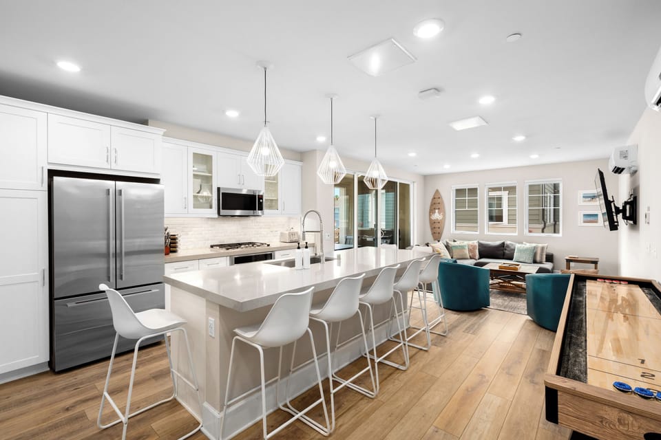 Open living room and kitchen with dual AC