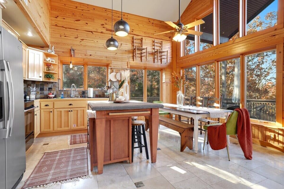 The huge windows allow tons of natural light to flood into the space.