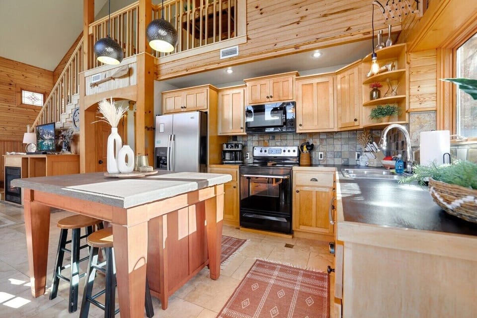 The kitchen is fully stocked with everything you need to whip up your favorite meal or baked goods.