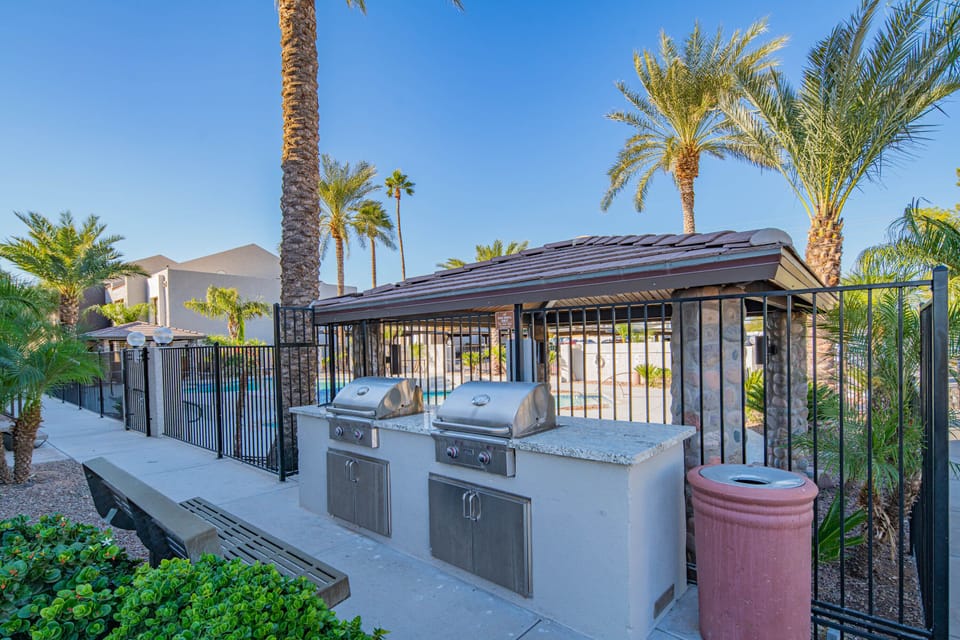 Outdoor grill near pool