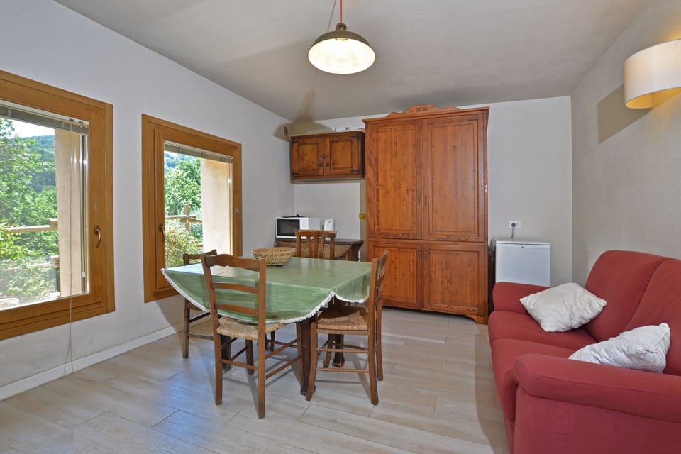 The living room in the lower level of the barn