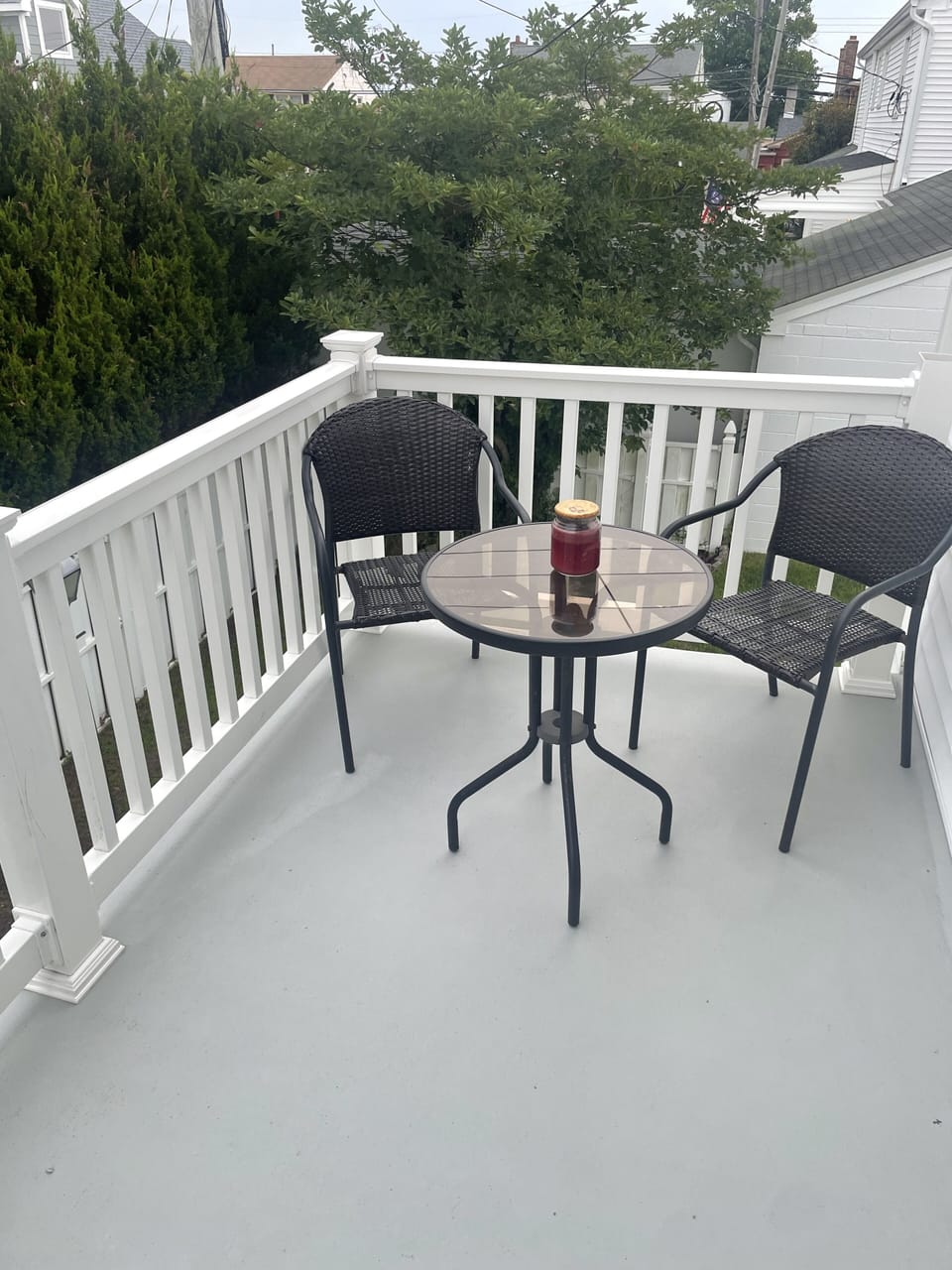 Private deck overlooking back yard- great place to enjoy morning coffee