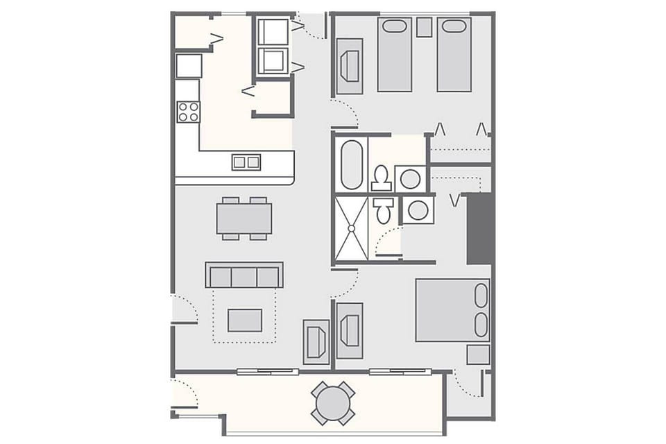 Layout of 2 bedroom unit