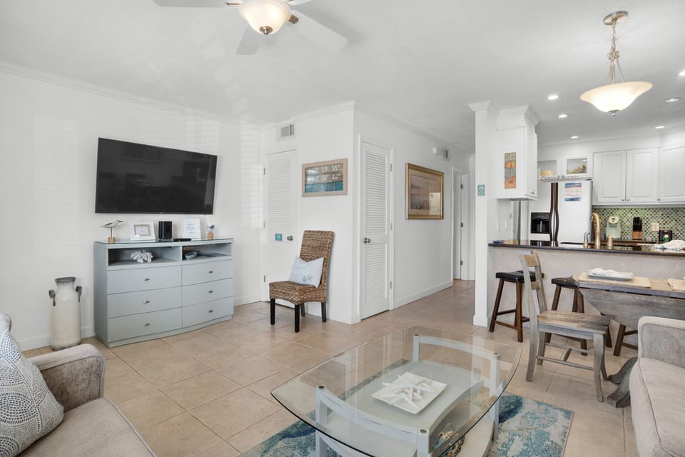 Enjoy a movie on the flat screen TV