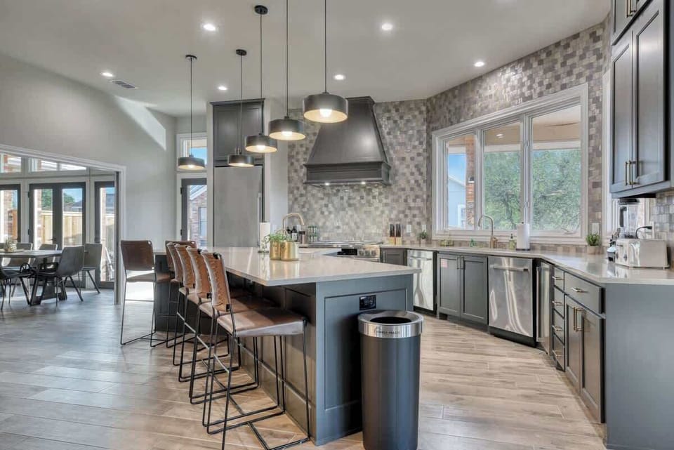 Large kitchen with island sink - plenty of room to prepare meals.