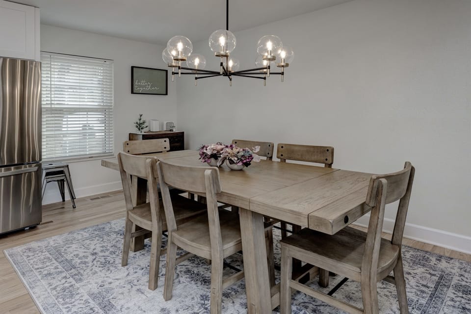 Trestle Table Seats 6, Two Stools Included for Flex Seating
