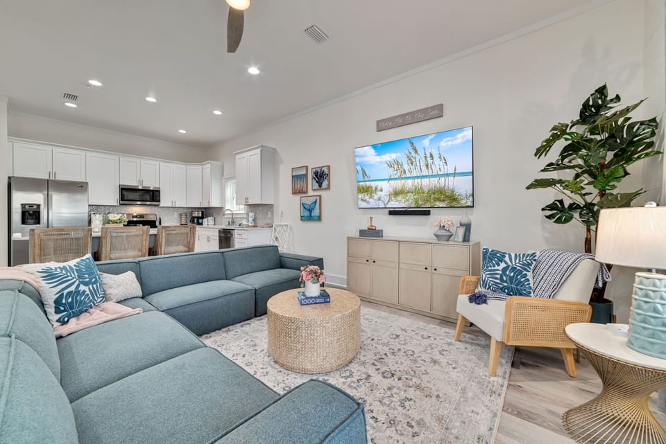 Luxury designed living room with comfort for each guest to lounge and relax with easy conversation.