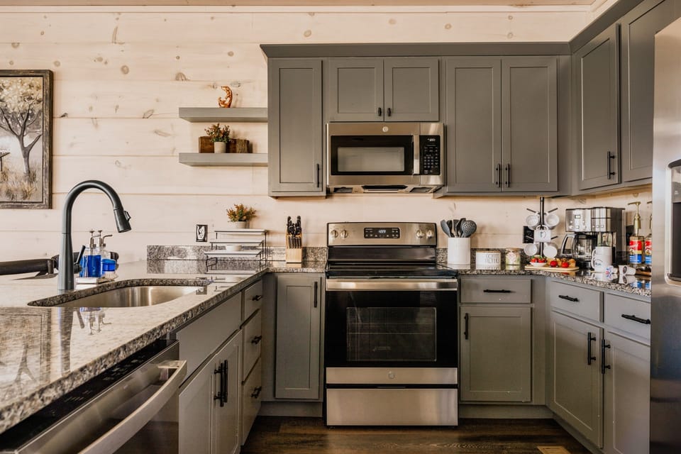 Our gourmet kitchen awaits your family and friends. We have plenty of cookware to allow you to create your favorite recipes.