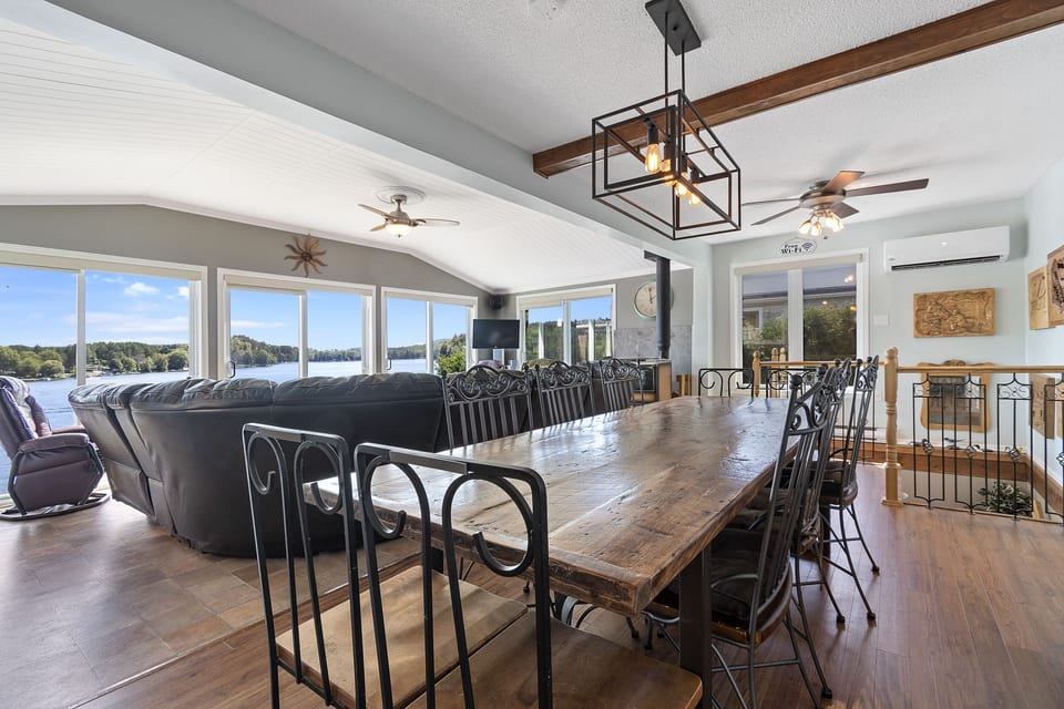 Dining area with lake views