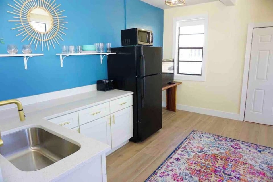 Open concept kitchen/living room.