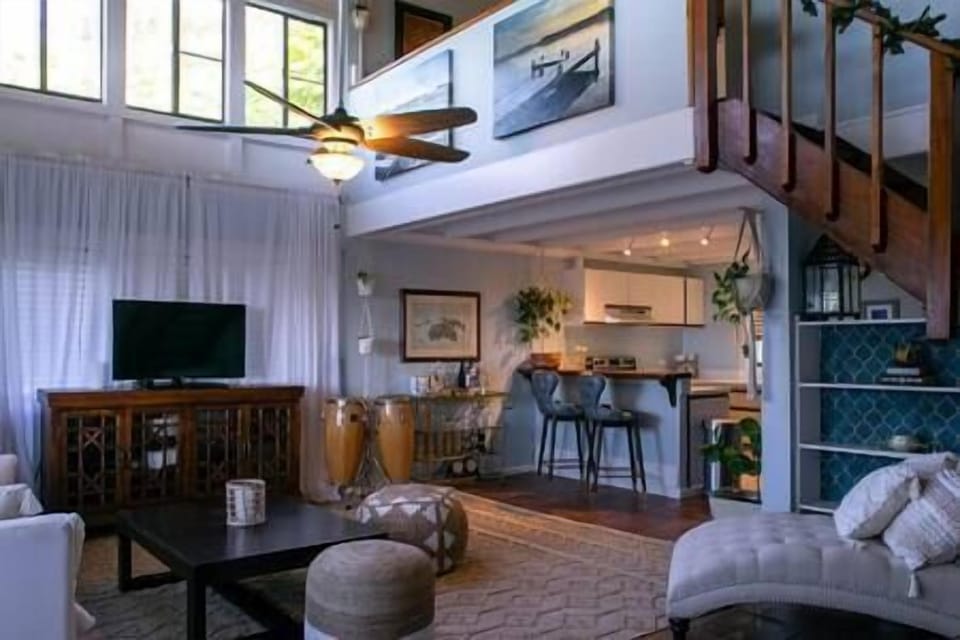 View of the main living area and the kitchen