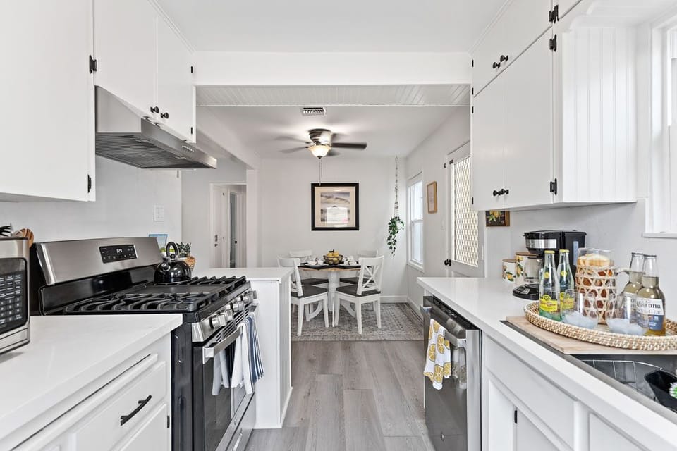 Spacious galley style kitchen.
