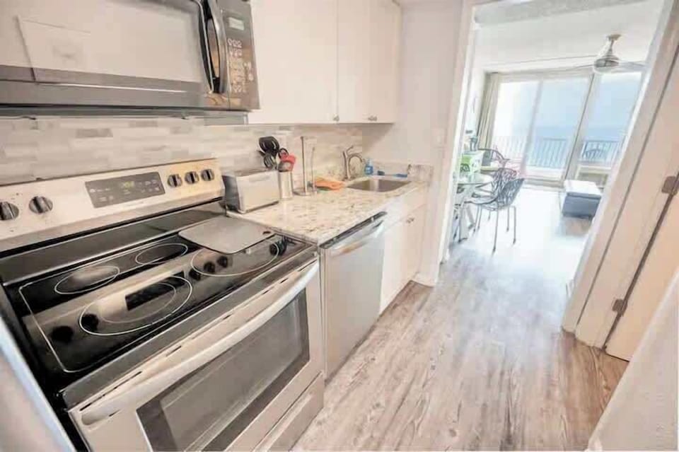 Cook up a meal in the well-equipped kitchen