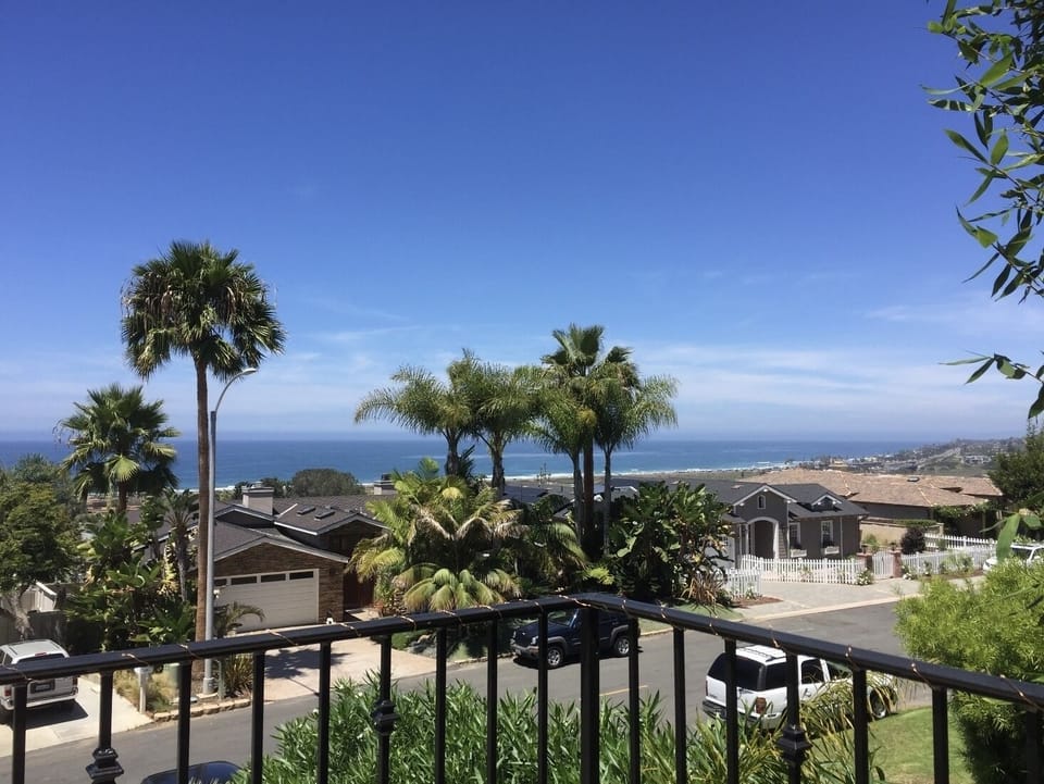 View from upstairs sunroom/bedroom balcony.