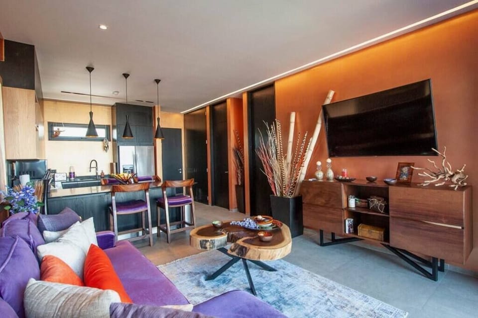 Living room and kitchen