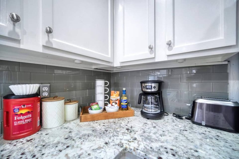 Fully stocked coffee nook with everything you need for a perfect morning brew.