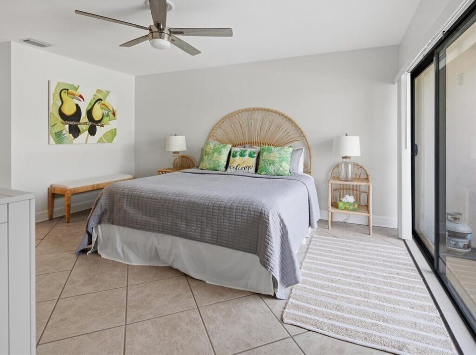Front Master Bedroom #1 with ensuite full bath & patio access