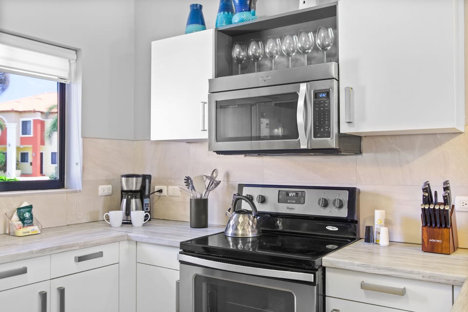 Kitchen has everything you need to make delicious meals