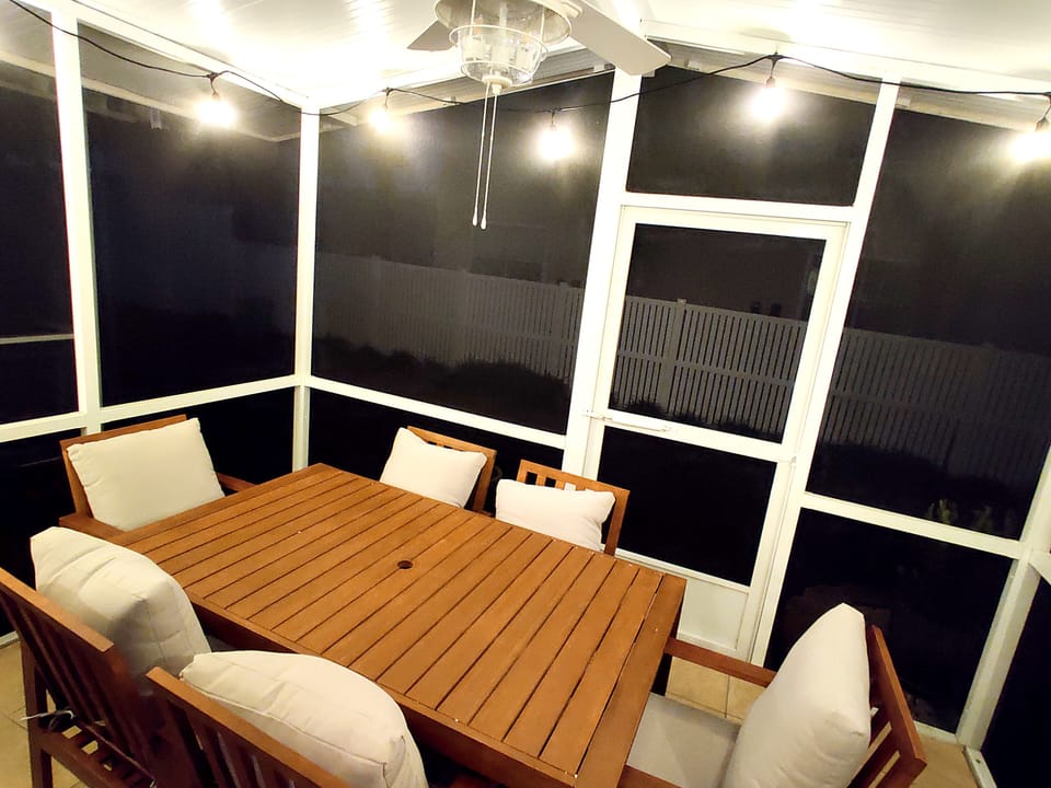 Enjoy the Florida weather and outdoor dinners in our screened patio