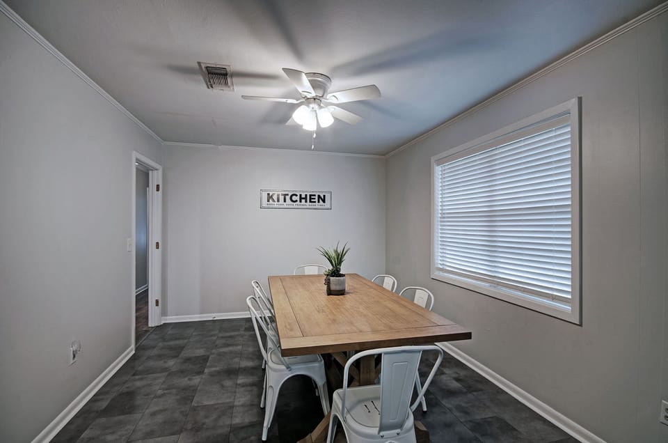 Dining table seats six. Great for a corporate stay.