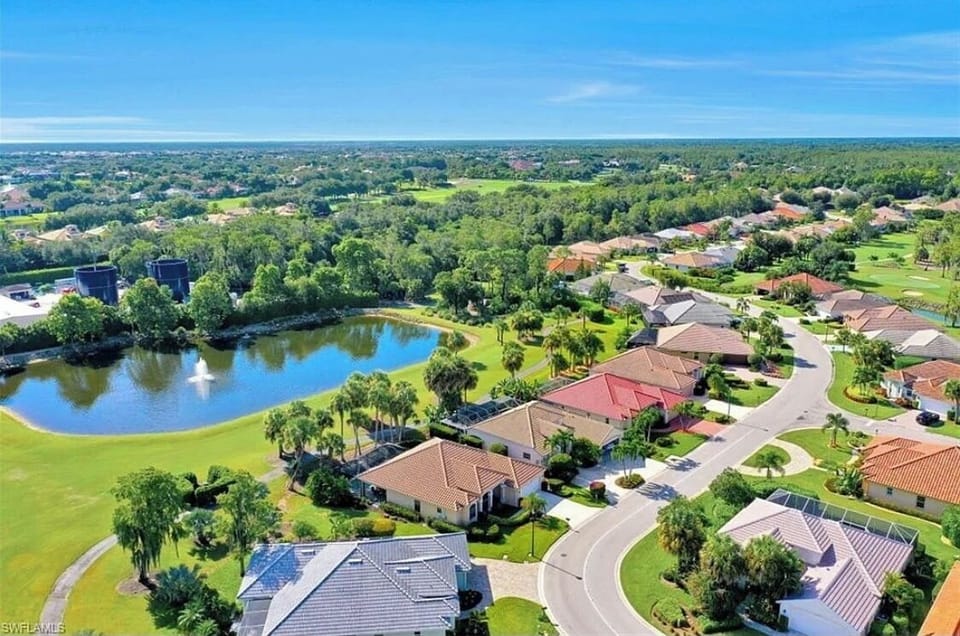 Aerial photo of house and neighborhood