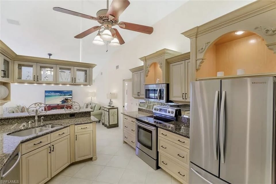 Kitchen with granite countertops