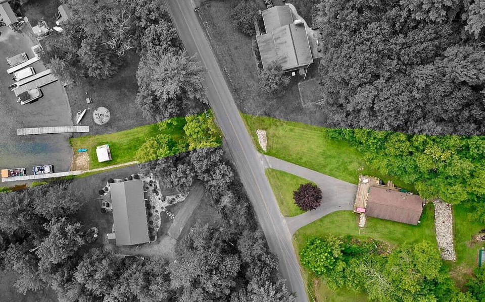 All the green is our property, this gives you a good sense of the lake access. 