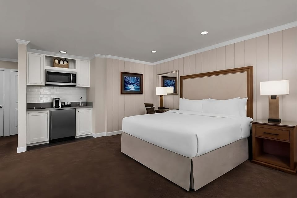 Enjoy easy snacks with an in-room kitchenette beside your bed.