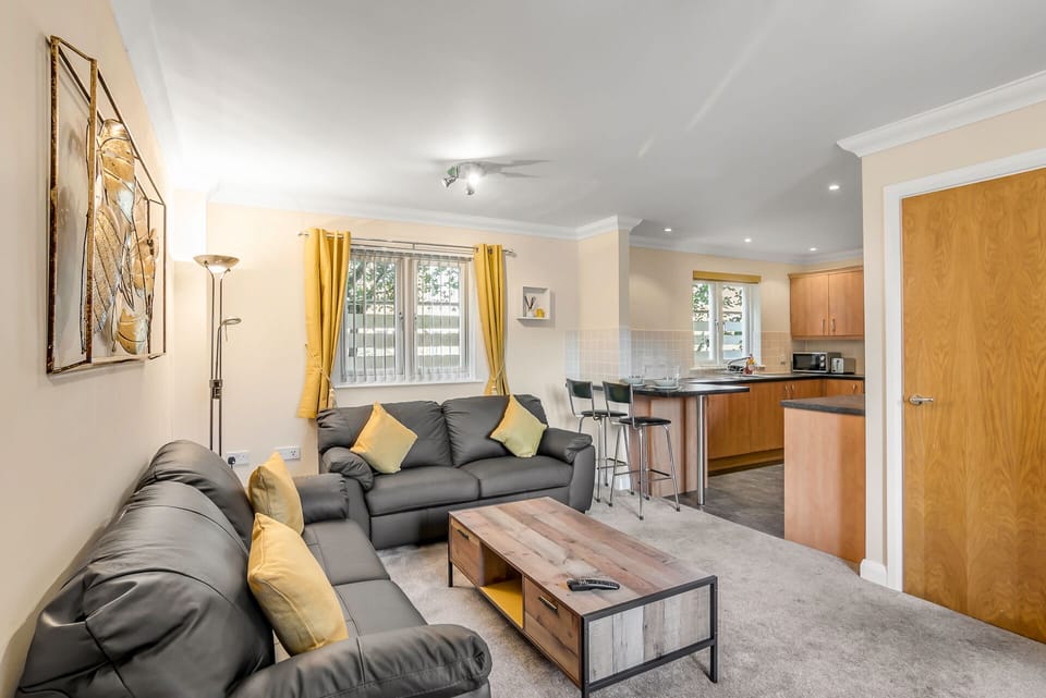 The big, comfy couch is the perfect spot to curl up with a book, take in the views, or Netflix 'n Chill.