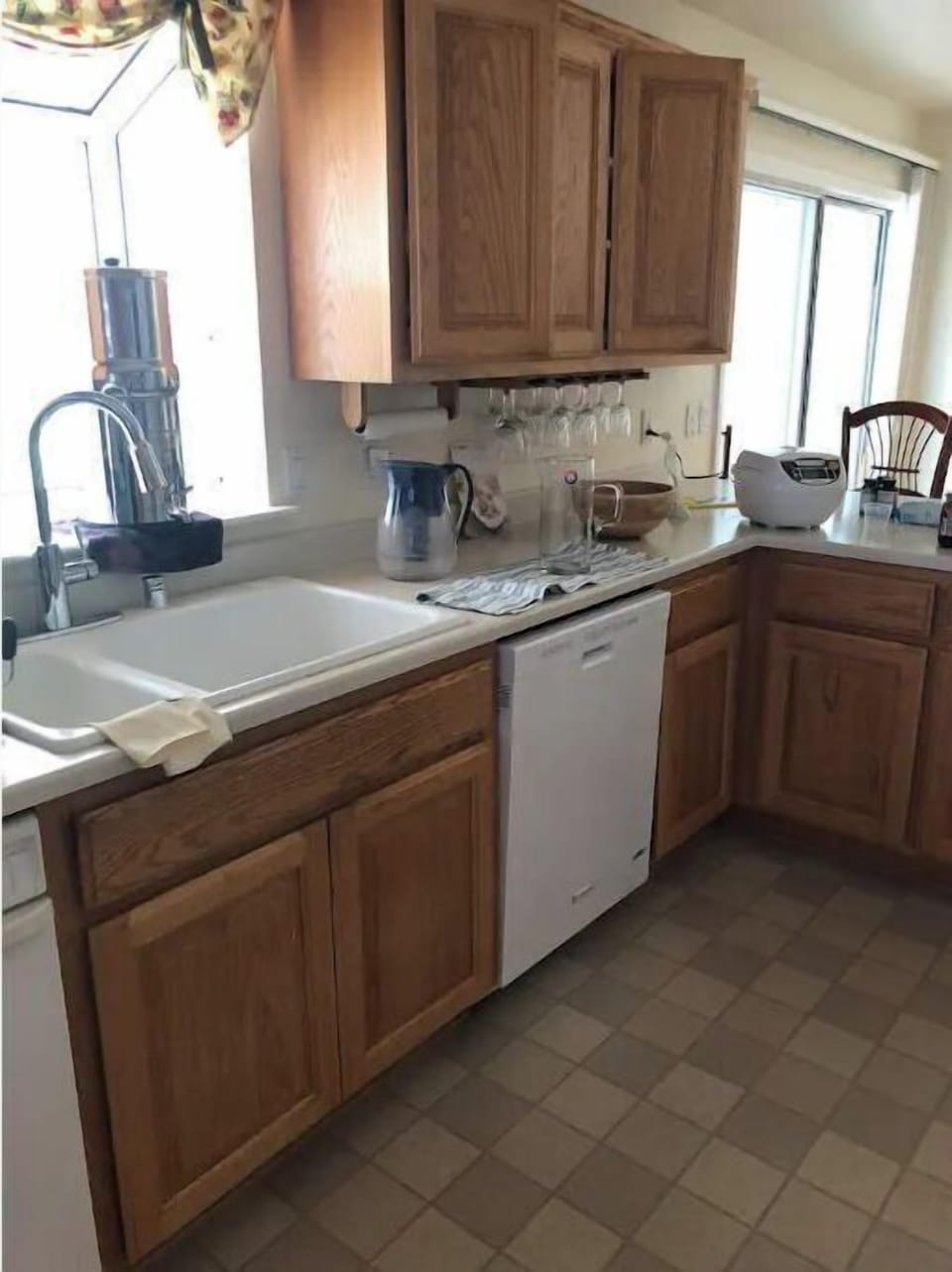 Kitchen with rice cooker and Berkey water filter (for the water purists)
