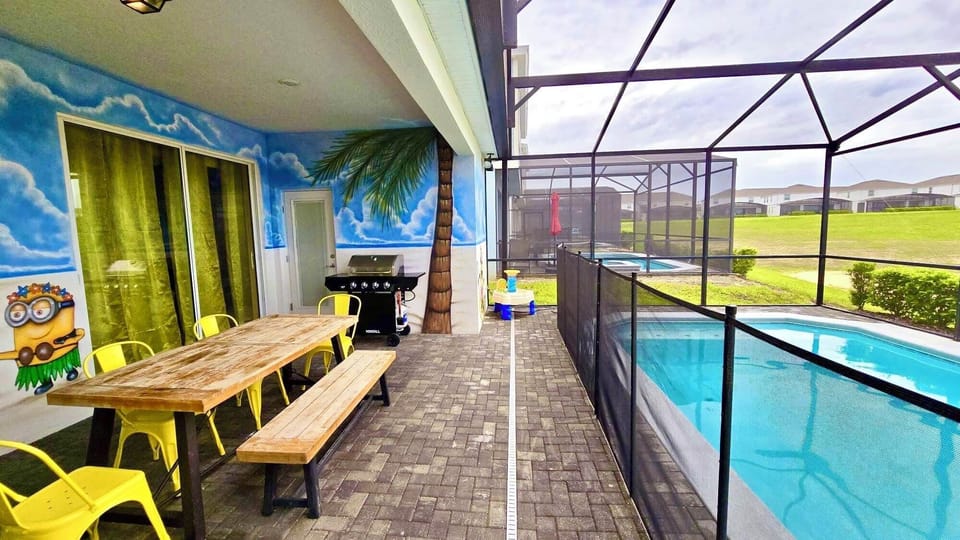 Private minions backyard with fenced pool.