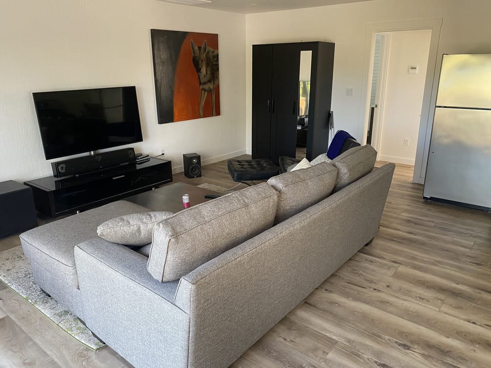 Pull out queen bed in sectional couch plus 55' flat screen.