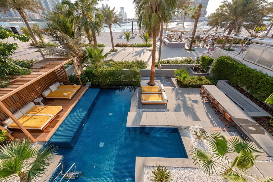 Beautiful climate controlled infinity pool with panoramic sea and Dubai marina view
