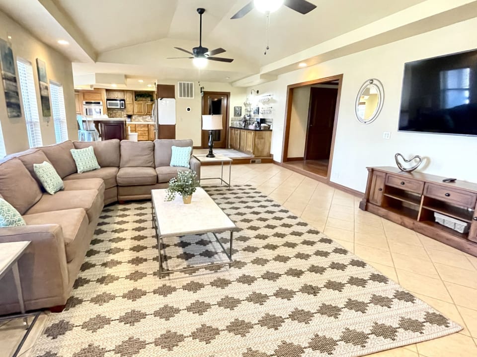 Large open living room and kitchne