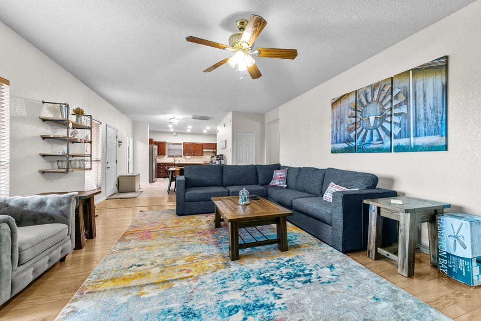 Curl up on your Lovesac couch to visit with family in the great room